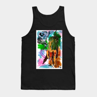 Drooping Leaves and Floating Flower Abstract Painting Tank Top